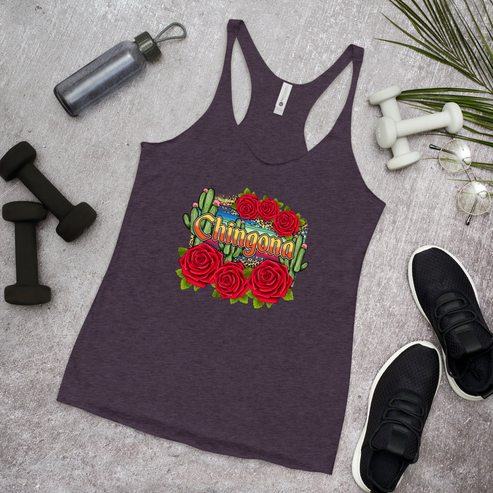 Chingona Red Roses Racerback Tank
