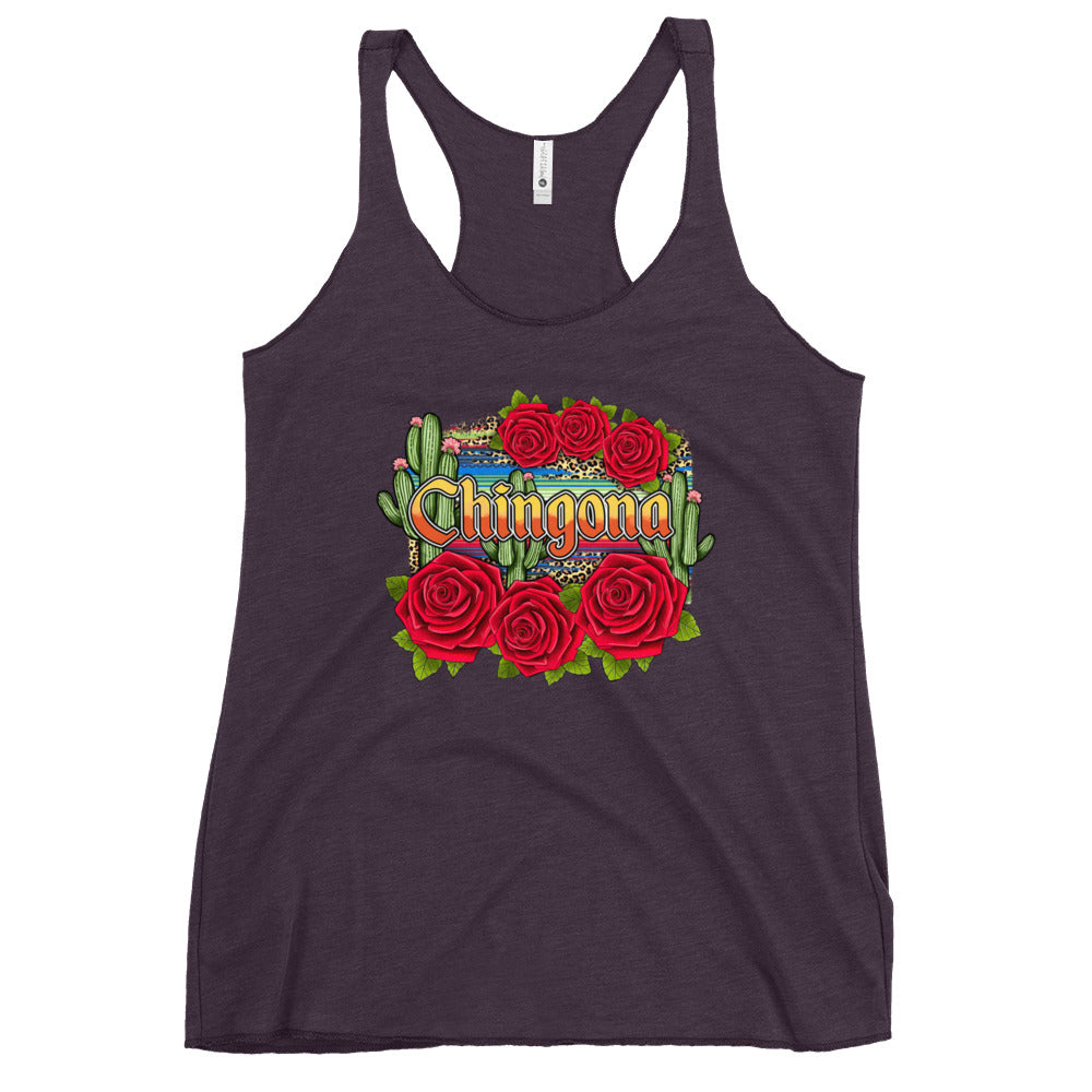 Chingona Red Roses Racerback Tank